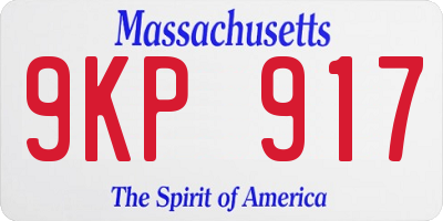 MA license plate 9KP917
