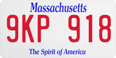 MA license plate 9KP918