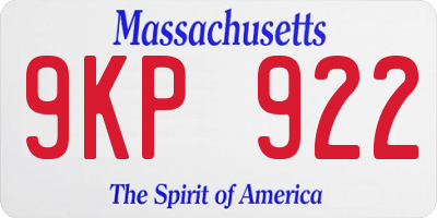 MA license plate 9KP922