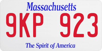 MA license plate 9KP923
