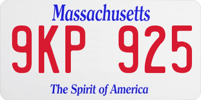 MA license plate 9KP925