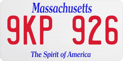 MA license plate 9KP926