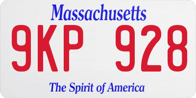 MA license plate 9KP928