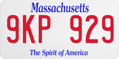 MA license plate 9KP929
