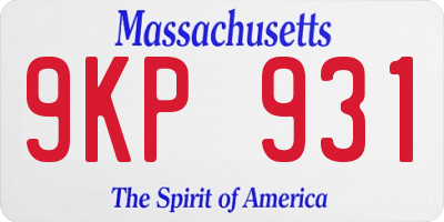 MA license plate 9KP931