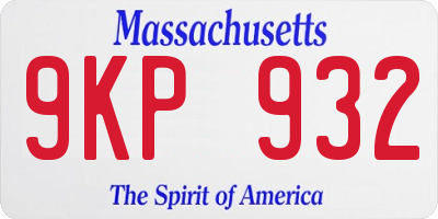 MA license plate 9KP932