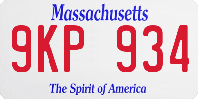 MA license plate 9KP934