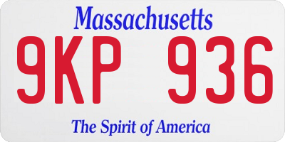 MA license plate 9KP936