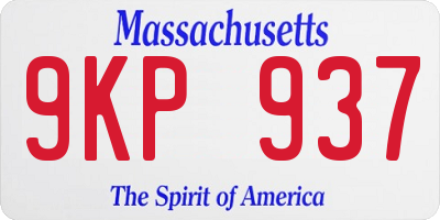 MA license plate 9KP937