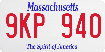 MA license plate 9KP940