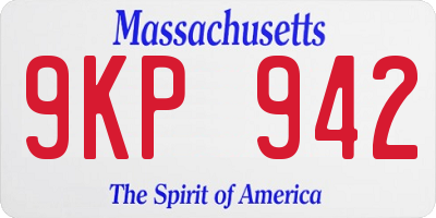 MA license plate 9KP942