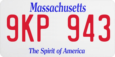 MA license plate 9KP943