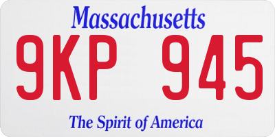 MA license plate 9KP945