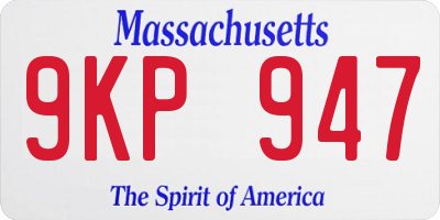 MA license plate 9KP947