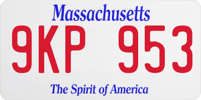 MA license plate 9KP953