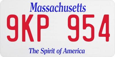 MA license plate 9KP954