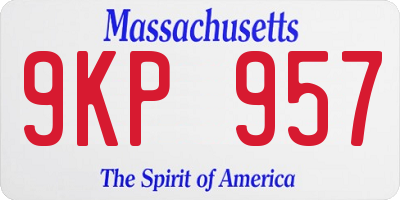 MA license plate 9KP957