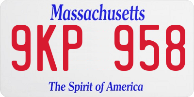 MA license plate 9KP958