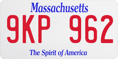 MA license plate 9KP962