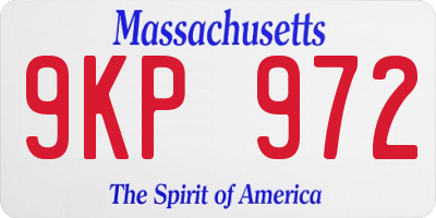 MA license plate 9KP972
