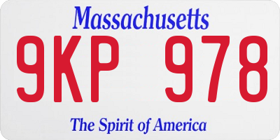 MA license plate 9KP978