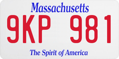 MA license plate 9KP981