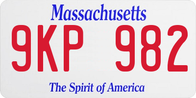 MA license plate 9KP982
