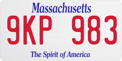 MA license plate 9KP983