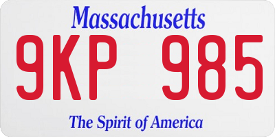 MA license plate 9KP985
