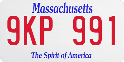 MA license plate 9KP991