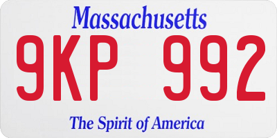 MA license plate 9KP992