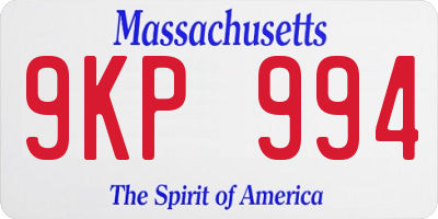MA license plate 9KP994