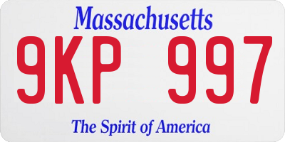 MA license plate 9KP997