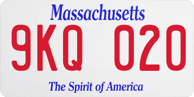 MA license plate 9KQ020