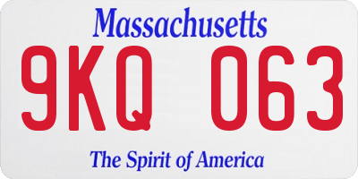 MA license plate 9KQ063