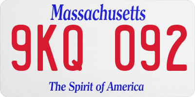 MA license plate 9KQ092