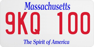 MA license plate 9KQ100
