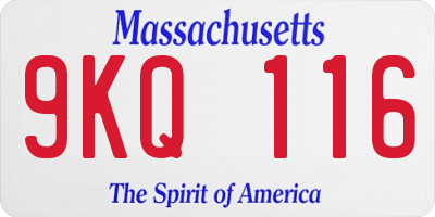 MA license plate 9KQ116