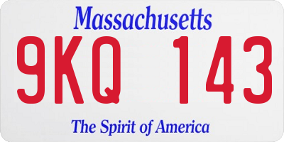 MA license plate 9KQ143