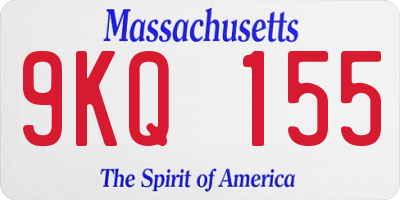 MA license plate 9KQ155