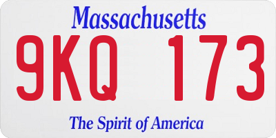 MA license plate 9KQ173