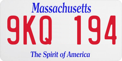 MA license plate 9KQ194