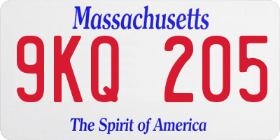 MA license plate 9KQ205
