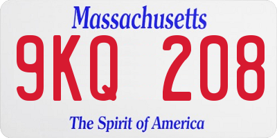 MA license plate 9KQ208