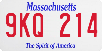 MA license plate 9KQ214