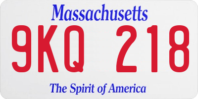 MA license plate 9KQ218