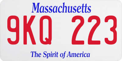 MA license plate 9KQ223