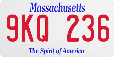 MA license plate 9KQ236