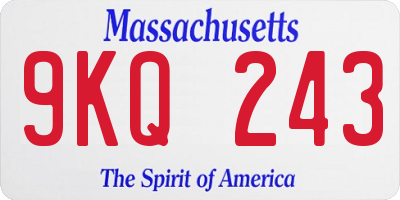 MA license plate 9KQ243