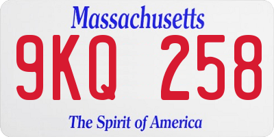 MA license plate 9KQ258